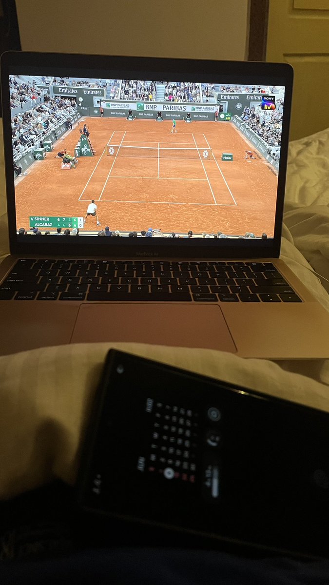 manasrans's tweet photo. My top three days as a tennis fan. 
AO final 2022, post Covid was in flight. 
RG final 2025, saw this while driving. 
AO semi finals 2026, was in office. 

“I will never, ever forget that day.” https://t.co/naN5nvYhBY