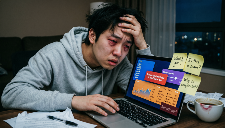 alphathio's tweet image. First time using Web3:
 • What's a seed phrase?
 • Why did I just pay $50 to move $10?
 • Where did my money go?
We lost them.
#AlphaThio #Web3UX