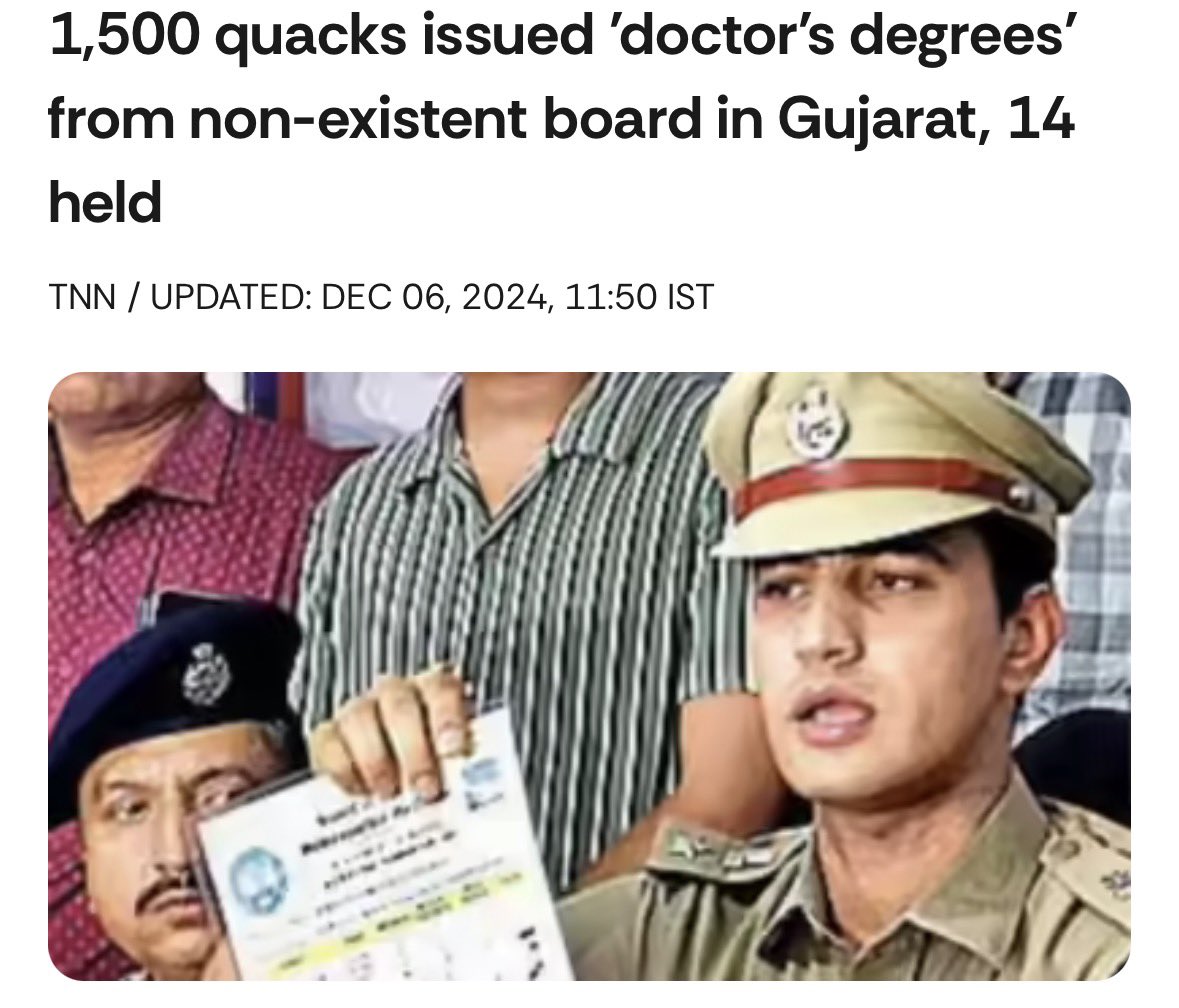 PolitiKatTales's tweet photo. @DerrickEvans4WV A 2016 World Health Organization (WHO) report found that 57.3% of the health workforce in India is made up of quacks—a term used for fraudulent or unqualified practitioners of medicine. Many other reports including this 👇 https://t.co/4GdZvgON14