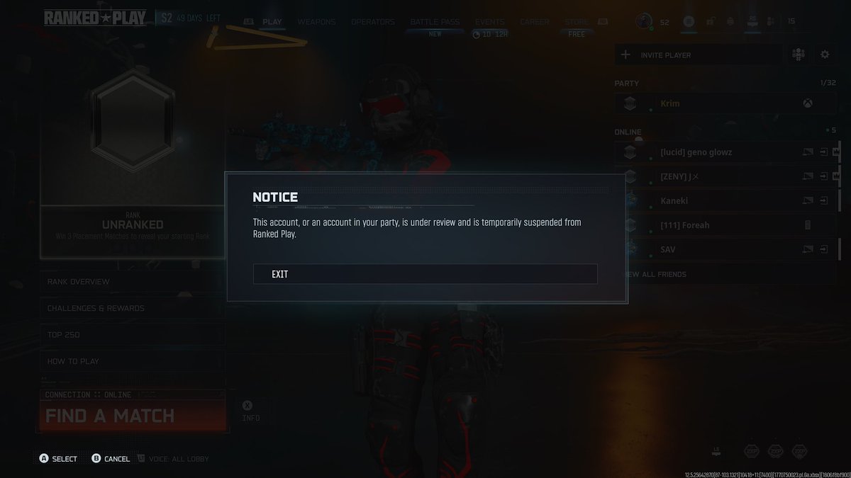 5 submitted tickets and over a year now and my account is still disabled from ranked play for no reason 🤷🏽‍♂️ 
<a href="/Activision/">Activision</a> #bo7