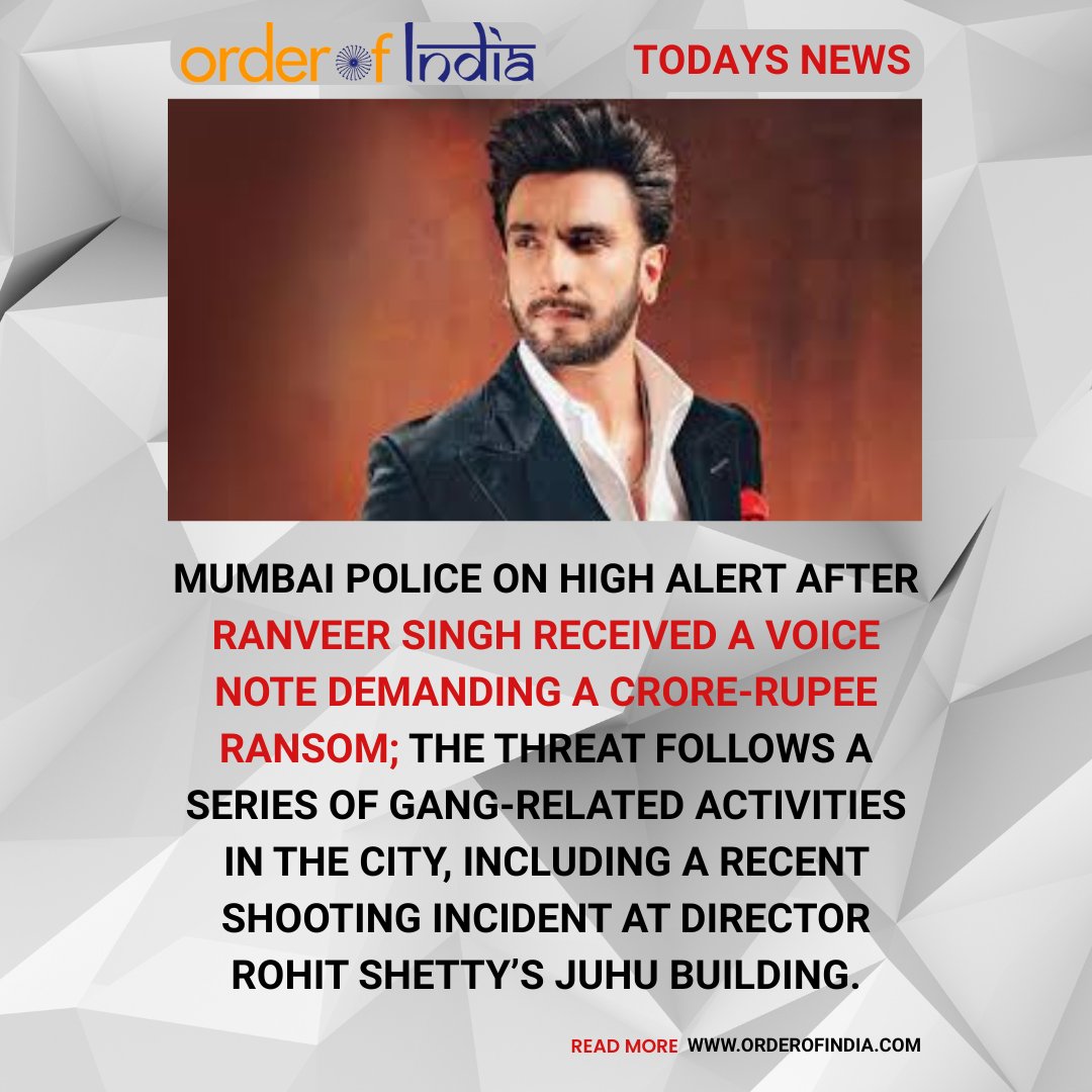 orderofindia's tweet image. Ranveer Singh Receives Crore Ransom Threat via WhatsApp Voice Note

Follow @order_of_india for more.
.
#ranveersingh #mumbaipolice #lawrencebishnoi #bollywoodnews #rohitshetty #extortion #whatsappthreat #breakingnews #celebritysafety #indianews #latestupdates #orderofindia