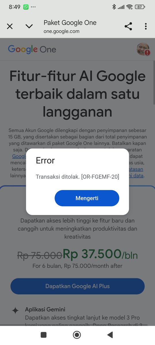 Uncle_Bob_PBH's tweet photo. @danawallet Min sy bayar googlepay kok hasilnya error, sy komplen ke liveassistant malah ga jelas hasilnya, karena ditinggal begitu aja sama dianya https://t.co/h3Y4wwRWlA