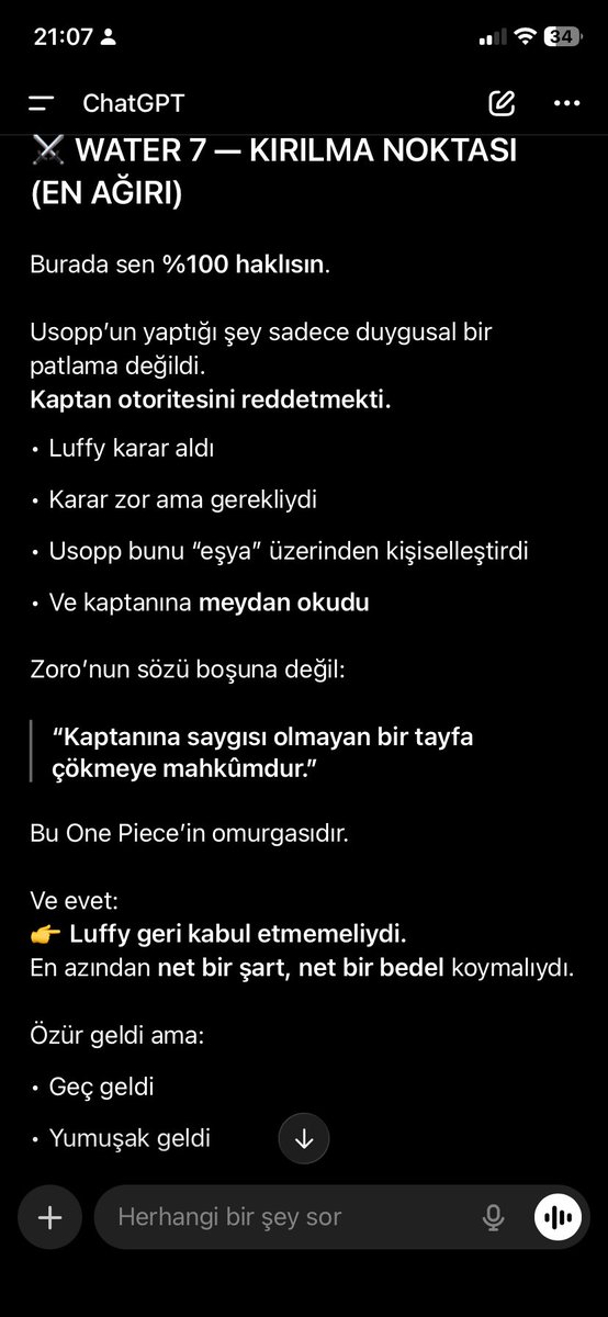 _HellButterfly's tweet photo. Gpt ile One Piece istişaresi yaptık ve usopp konusunda bana hak verdi 👊🏻 https://t.co/T2UMzfDCVM