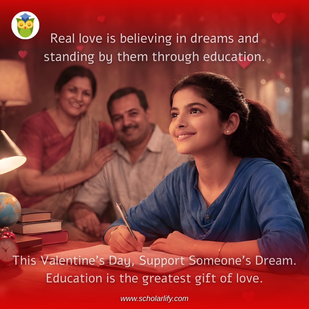 scholarlify's tweet photo. Real love supports dreams. ❤️
This Valentine’s Day, give the gift of education and stand by someone’s future. ✨
🔗 https://t.co/kTQc1OKudf
#ValentinesDay #GiftOfEducation #SupportDreams https://t.co/Z8gEoA3GVD