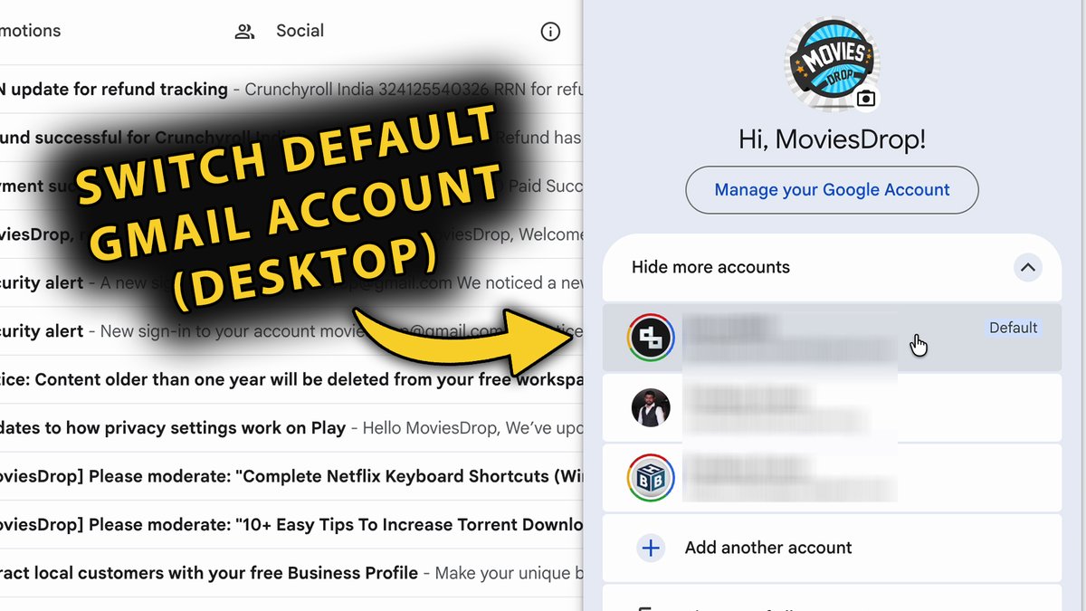 How To Switch Default @Gmail Account On Desktop (Personal &amp; Workspace) | Set Primary Email: youtu.be/4x0M1F6wGoI
