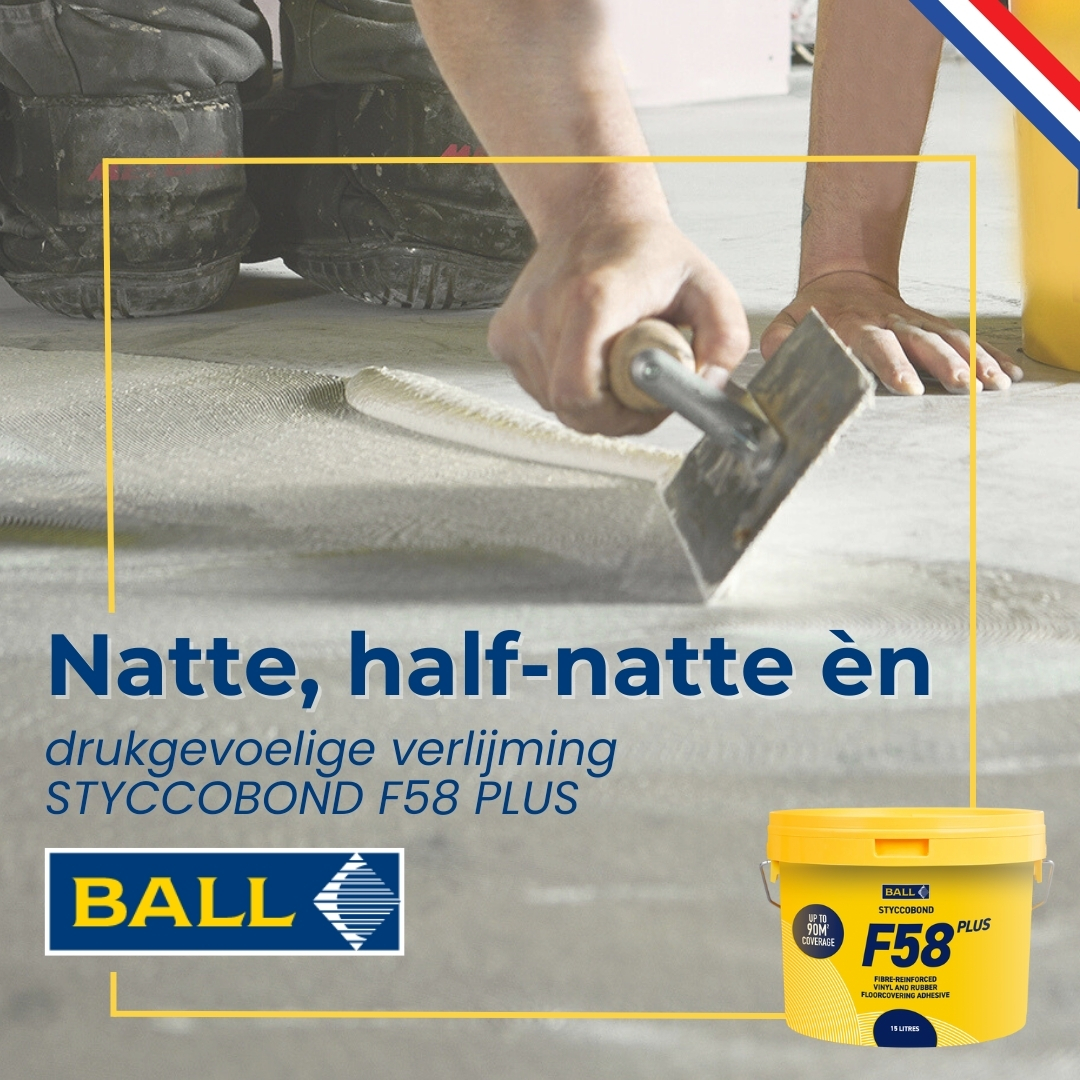 STYCCOBOND F58 voor PVC/vinyl-vloeren. 
Natte, half-natte &amp; drukgevoelige verlijming

✅ Stofferen in 5 min
✅ Open tijd 180 min
✅ 6 m2 per liter

🌟 T/m 31 maart: 10% cashback op STYCCOBOND F58 PLUS
👉 ow.ly/B5Iw50Y49ot

#vloeren #vloerlijm #pvc #egaliseren #fball