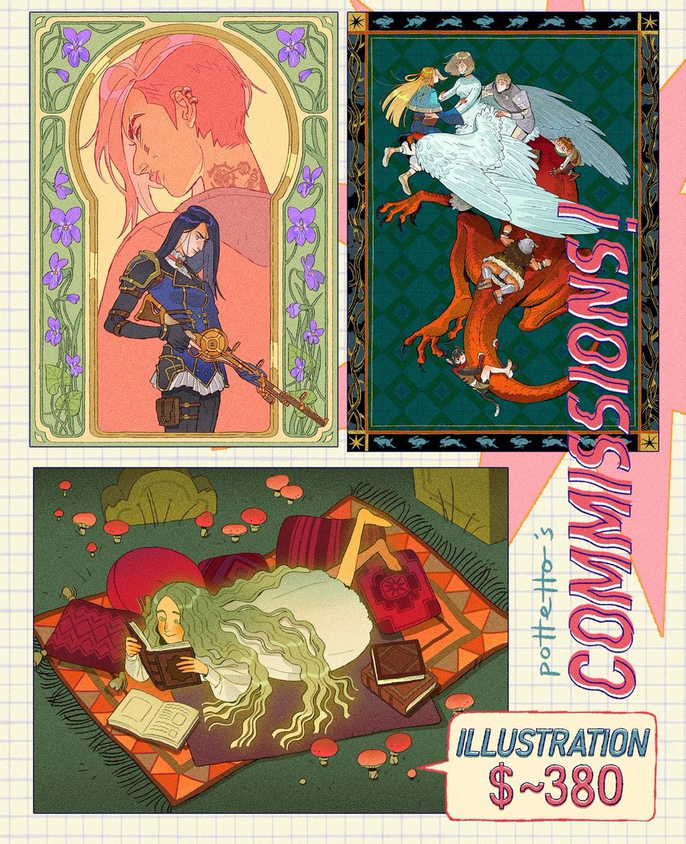 character comms are open 💗 and for the first time, illustration comms!