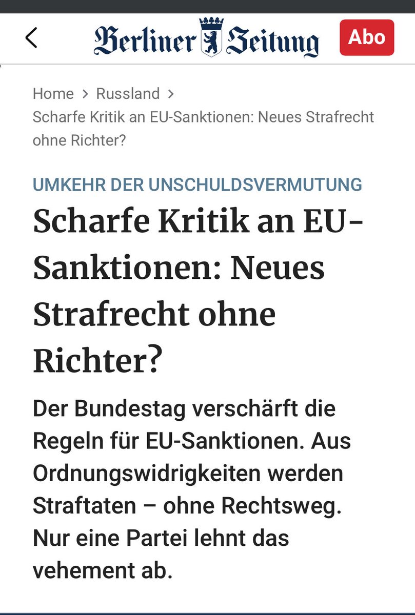 PDebionne77's tweet image. Ende der Unschuldsvermutung

Der Bundestag hat neue, scharfe Regeln zur Durchsetzung von EU-Sanktionen beschlossen. 

Bisherige Ordnungswidrigkeiten gelten nun als Straftaten. Allerdings fehlen rechtsstaatliche Elemente wie Anhörung, Verteidigung, Urteil und Berufung. 

Eine…