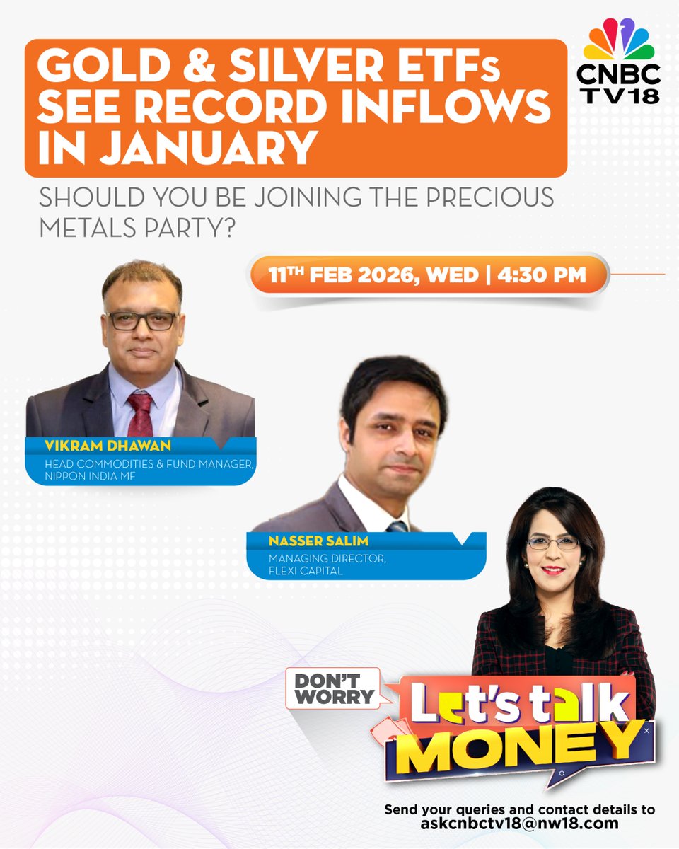 Gold and Silver ETFs witnessed significant inflows in January.

Join us for an expert-led discussion on the implications for investors.

11 February | 4:30 PM 

<a href="/SurabhiUpadhyay/">Surabhi Upadhyay</a> 

#CNBCTV18 #LetsTalkMoney #ETFs #GoldETF #SilverETF #MarketInsights #InvestmentUpdates