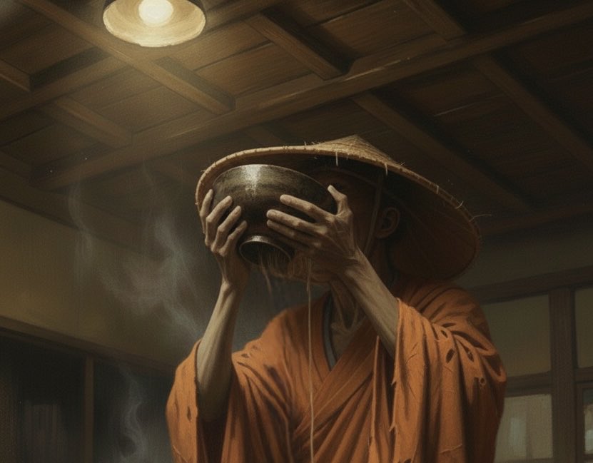 GeorgeKingLit's tweet photo. A silent monk,
with an endless appetite,
Tokuzo should have closed early.
#JapaneseHorror #Yokai #HungryGhost #HorrorThread #FolkloreHorror https://t.co/dFPdQLMra6
