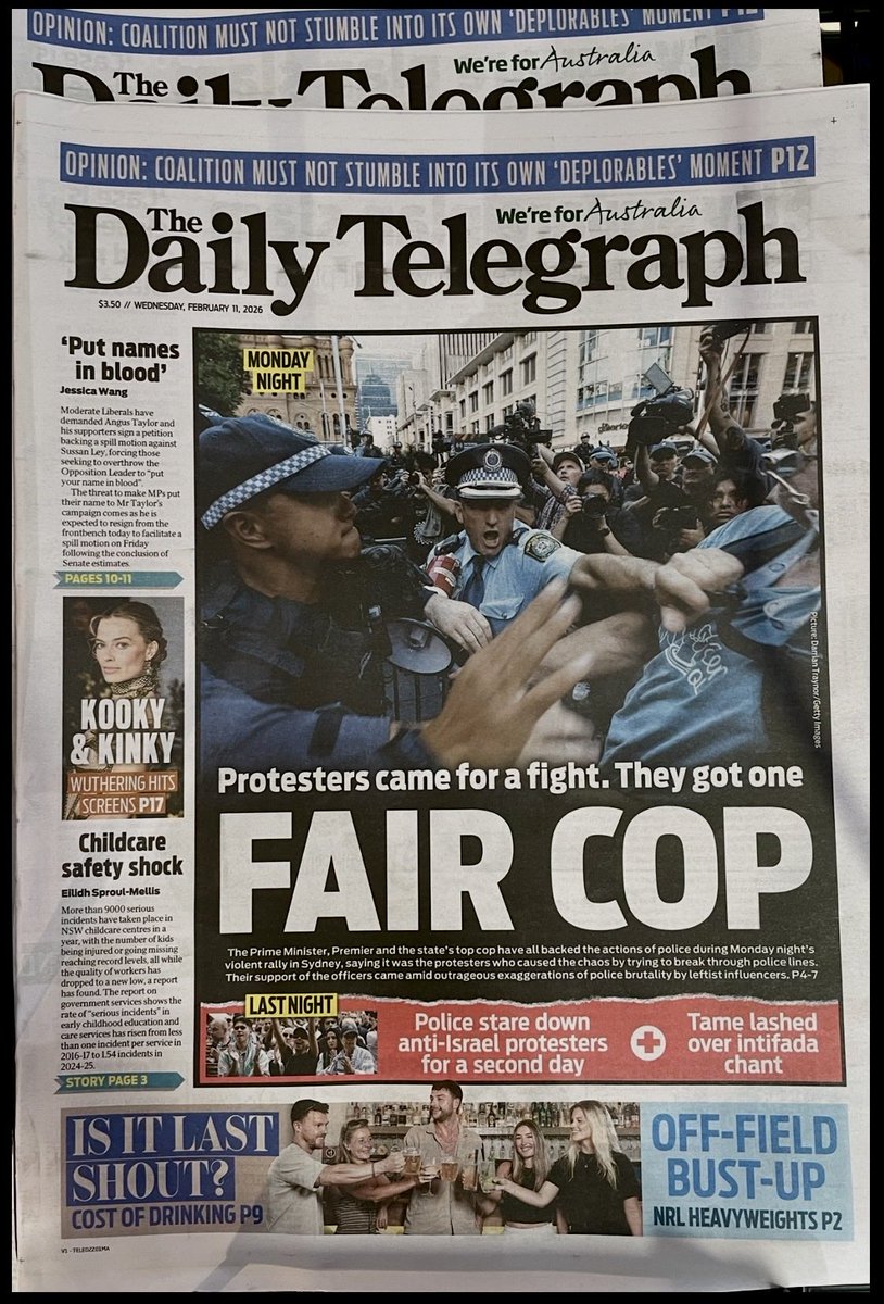 This is not a newspaper — it is a propaganda pamphlet in newspaper form. 

Facts don’t matter, when they have an agenda of fanning hate and building right populism. 

Barracking for violence like it’s some form of gladiatorial football match.