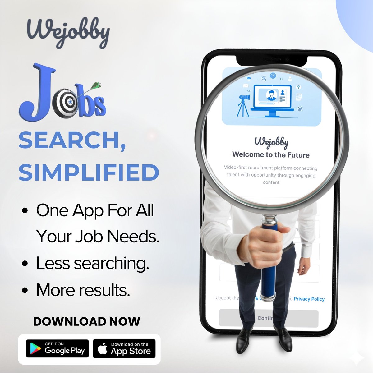wejobby_com's tweet photo. Stop searching. Start finding.
Wejobby brings all your job opportunities into one smart, video-first app. Less effort. More results.

📲 Download Now:
Google Play: https://t.co/IbIaz3nZ3M

App Store: https://t.co/QNqpDMZev5

#wejobby #JobSearchSimplified #jobs #DownloadNow https://t.co/WhwtB4SABp