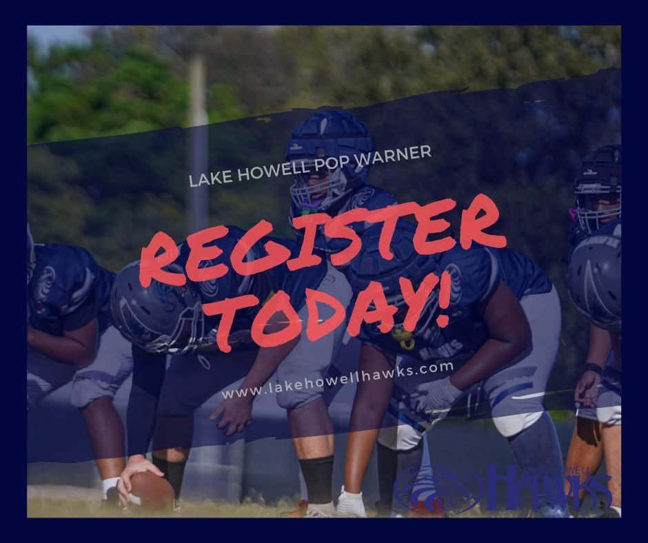Registration for the 2026 Fall Season of Lake Howell Pop Warner Football and Cheer is now open! With our incredible success last season, spots are sure to fill up fast!

Secure your child's spot in the 2026 season - do not wait! 
lakehowellhawks.com