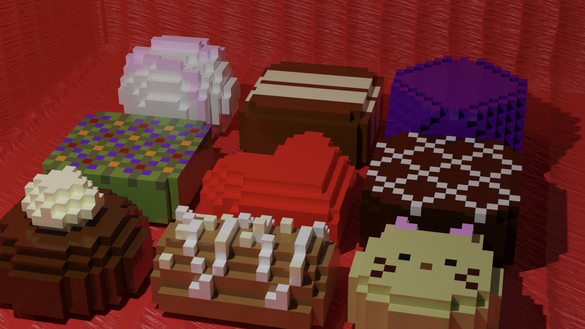 食べたいチョコを並べてみました♪

#ドット絵バレンタイン #voxelart #ボクセルアート