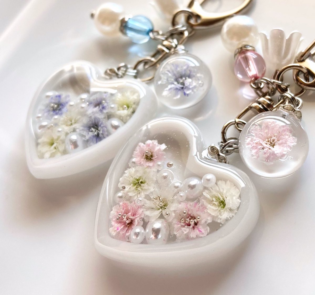 フラワーバッグチャーム🌷 #レジン #ハンドメイド #resin #花