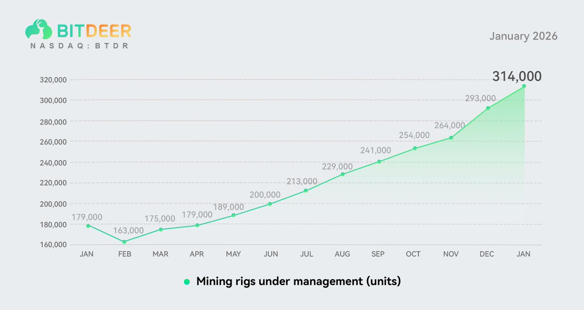 Chart the growth, our managed global fleet now at 314,000 #miningrigs.

#BTDR #SEALMINER #BitcoinMining
