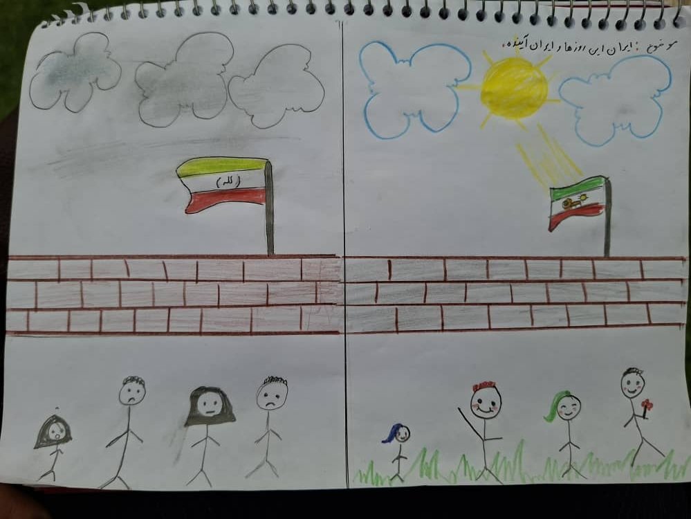 نقاشی های ارسالی یکی از معلمان دبستان دخترانه
با موضوع :ایران این روزها و ایران آینده
#جاویدشاه