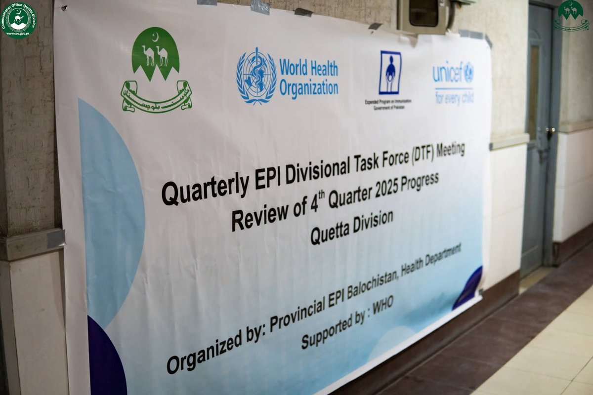 EpiBalochistan's tweet photo. Quetta: Under a new EPI initiative, the 4th Quarterly Divisional Task Force meeting chaired by Commissioner Shahzaib Khan Kakar, Provincial Coordinator EPI Dr. Aftab Kakar briefed on digital monitoring, zero-dose tracking, KPI improvement, and activation of non-functional BHUs. https://t.co/kStuncNAEv
