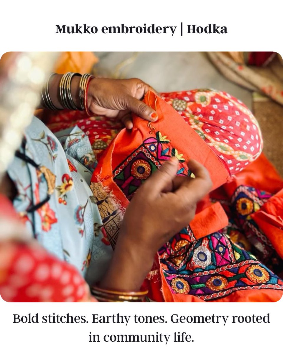distantfrontier's tweet photo. In regions like Kutch, embroidery isn’t one tradition, it’s many.
From the bold Mukko stitches of Hodka to the lesser-known Ahir embroidery of Dhaneti, and the individual voice of artisans like Meghiben, every village speaks its own visual language.
#OffTheBeatenPaths https://t.co/YSiMYVM3c7
