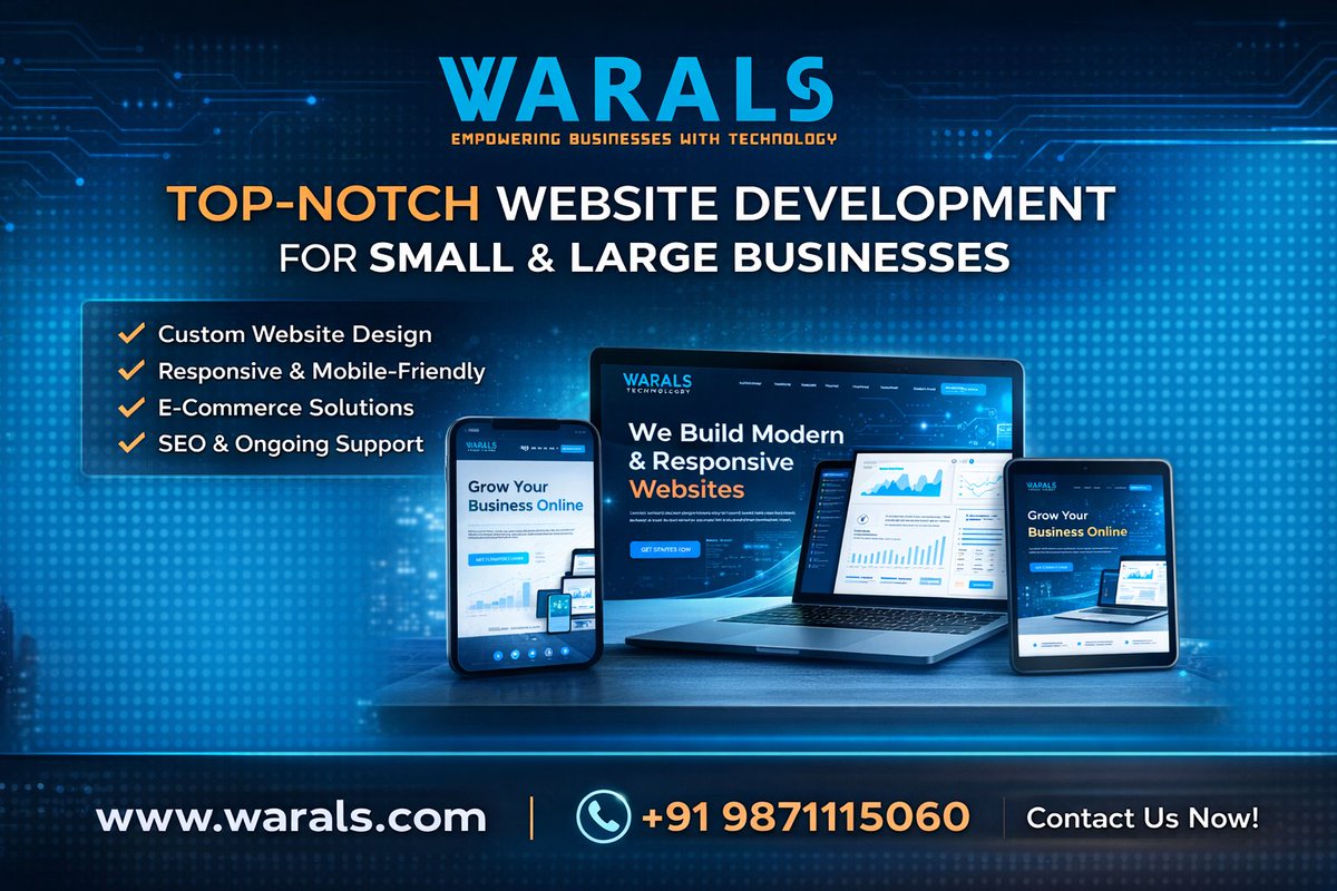 WaralsT's tweet photo. Your website shouldn’t just look good.
It should work for your business.
Warals builds fast, smart, conversion-focused websites that generate leads and simplify operations.
📷 098711 15060 https://t.co/VxfgE7uZVI
#WaralsTechnology #WebsiteDevelopment #SmartWebsites https://t.co/67Qhg3lU4r