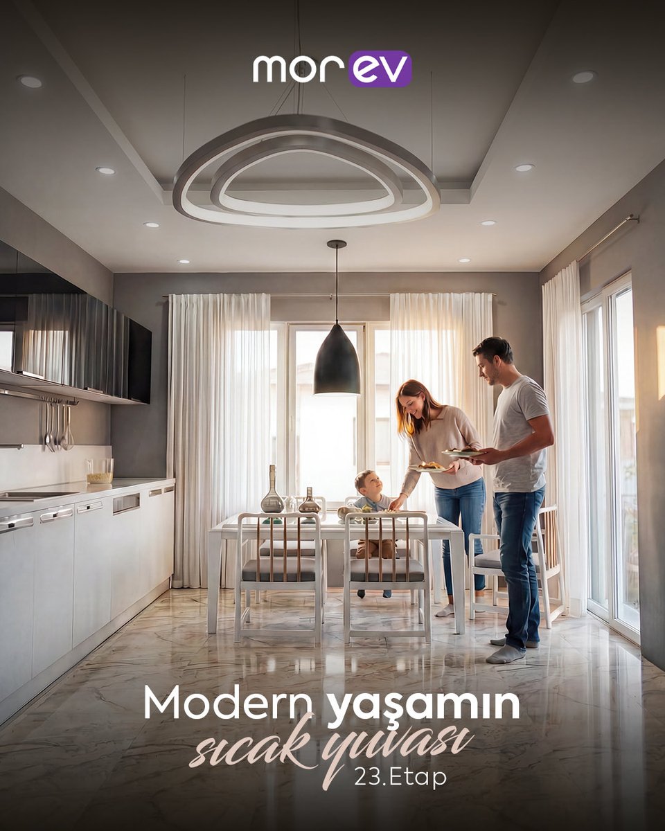 morevyapi's tweet photo. Modern yaşamın sıcak yuvası… ✨
23. Etap ile konfor, estetik ve aile huzuru aynı çatı altında buluşuyor.

Geniş ve ferah yaşam alanları, doğal ışıkla bütünleşen tasarım anlayışı ve sevdiklerinizle paylaşacağınız sıcacık anlar için Morev Yapı yanınızda.

 #MorevEv #23Etap https://t.co/lWSnJ9CQ3T