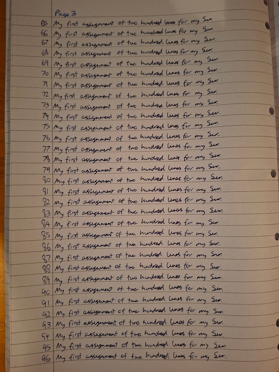 Richard09538474's tweet photo. I've just completed my first set of lines for @Chrismidlands. For completing my lines, he returned my $10 he was holding over my head until I completed my lines.
#linewriting #writinglines #punishmentlines https://t.co/prkTM4lXV0
