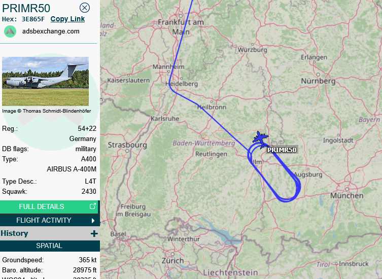 SirListenalot's tweet photo. ~0855z #A400 #PRIMR50 refueling #EUFI's #SMOKE21-23 out of Neuburg
~1010z PRIMR50 leaving the anchor. Its final receivers were some Spanish #F18's #AME1503 en route Šiauliai, Lithuania - Zaragoza, Spain https://t.co/CGI3p8HGwd
