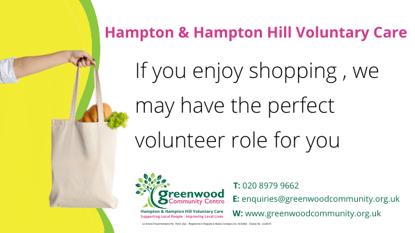GccMandy's tweet photo. If you think this volunteering opportunity would suit you give us a call on 0208 979 9662 or pop in for a chat at 1a School Road, Hampton Hill TW12 1QL https://t.co/hZRo5AFTJv