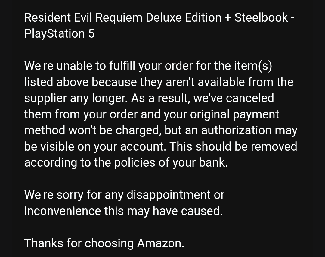 _sotsu's tweet photo. NOOOOOO😭
My RE Requiem DE steelbook got cancelled! https://t.co/z0TuVwvBWV