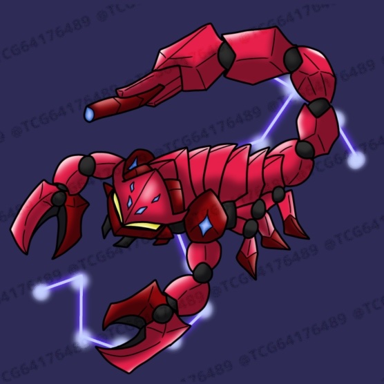 TCG64176489's tweet photo. 新キャラです♏️
蠍星アンタレス
蠍座の力を宿した「十二星機」
の一体。鋏による近接攻撃と尻尾によるレーザービームによる遠距離攻撃を得意とする。 https://t.co/hwYixy8PVT