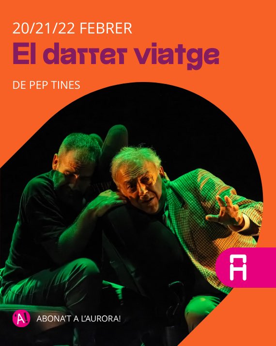 🚗 "El darrer viatge" arriba al Teatre de l'Aurora: una apassionada història d'amor entre dos homes que reviuen els moments feliços de la seva vida en un últim viatge.

📆 20, 21 i 22 de febrer

🎟 ja.cat/eCojl