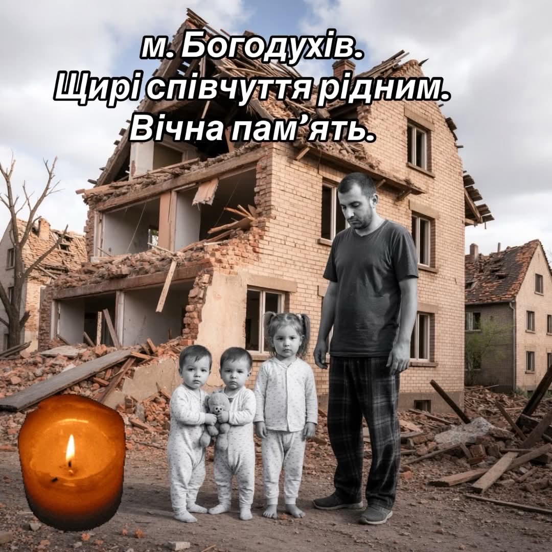 Po nočním útoku ve městě Bogoduhiv nalezli záchranáři těla 34letého muže a tří malých dětí, dvou ročních chlapců a dvouleté dívky.
Byli doma, spali v pyžamu.
Zničené domy se dají přestavět.
Ale život dětí, který právě začal, nelze vrátit. Těžko se hledají slova😭💔.