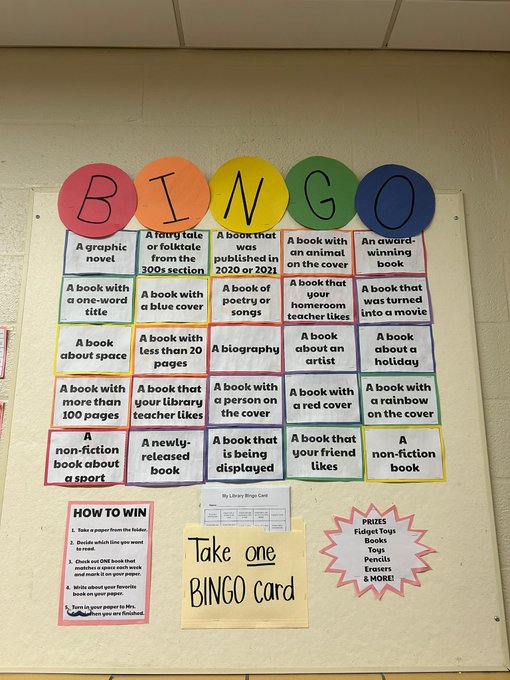 teacher2teacher's tweet photo. Which books do you hope your students reach for next? 

This bingo board makes book exploration into a game. https://t.co/8VsAiCNFlZ