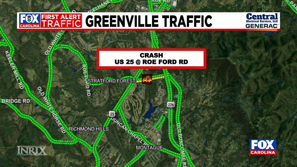 BE ALERT FOR A CRASH ON US 25 @ ROE FORD RD, GREENVILLE