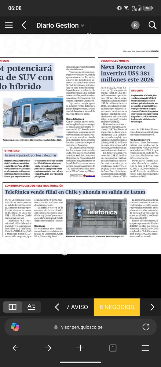 Telefónica alista su salida de LATAM y se prepara para ser un actor clave tecnológico en Europa en los próximos años.
Ya vendió operación en Chile, además de Guatemala, Costa Rica, Colombia y Perú.

Hoy en Gestión