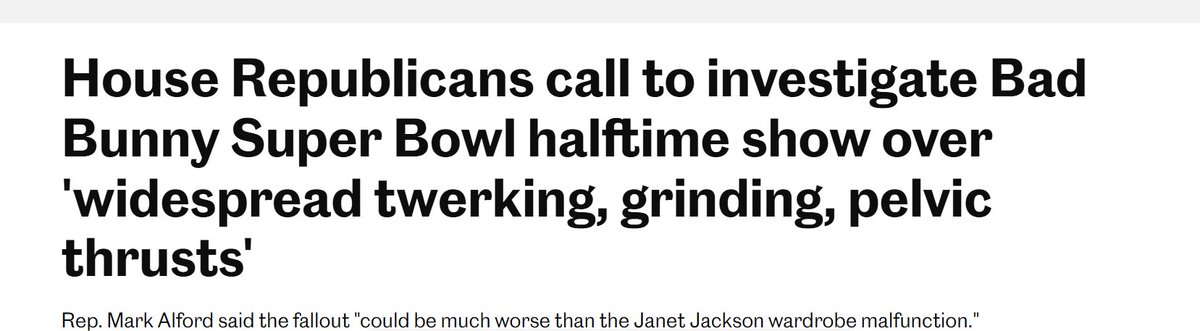 GOP idiots R calling for an investigation into the SB halftime show "overtly sexualized movements” and “explicit content." The real reason is that it got 128 million viewers while their pathetic little <a href="/KidRock/">KidRock</a> suckfest got 6 million. Boo hoo motherfuckers. 
#MAGA #magamorons