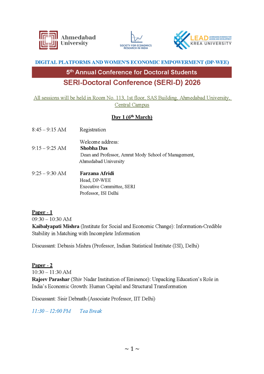 Society for Economics Research in India tweet media