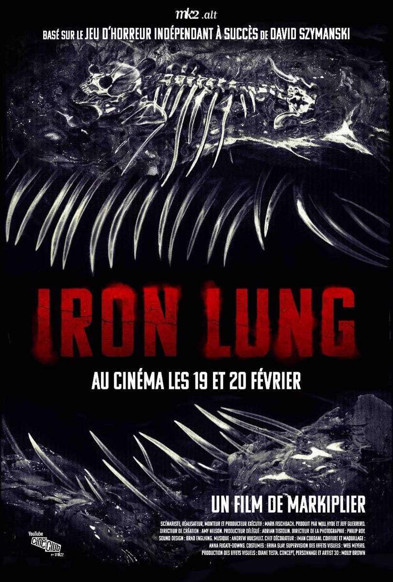 dailypop__'s tweet photo. Réalisé et auto-financé par le YouTuber Markiplier (38M d’abonnés), ‘IRON LUNG’ sortira enfin en France les 19 et 20 février dans près de 200 salles !

Après une sortie massive sur plus de 3 000 écrans aux États-Unis, le film a déjà dépassé 30M$ au box-office pour un budget de 3M$.
