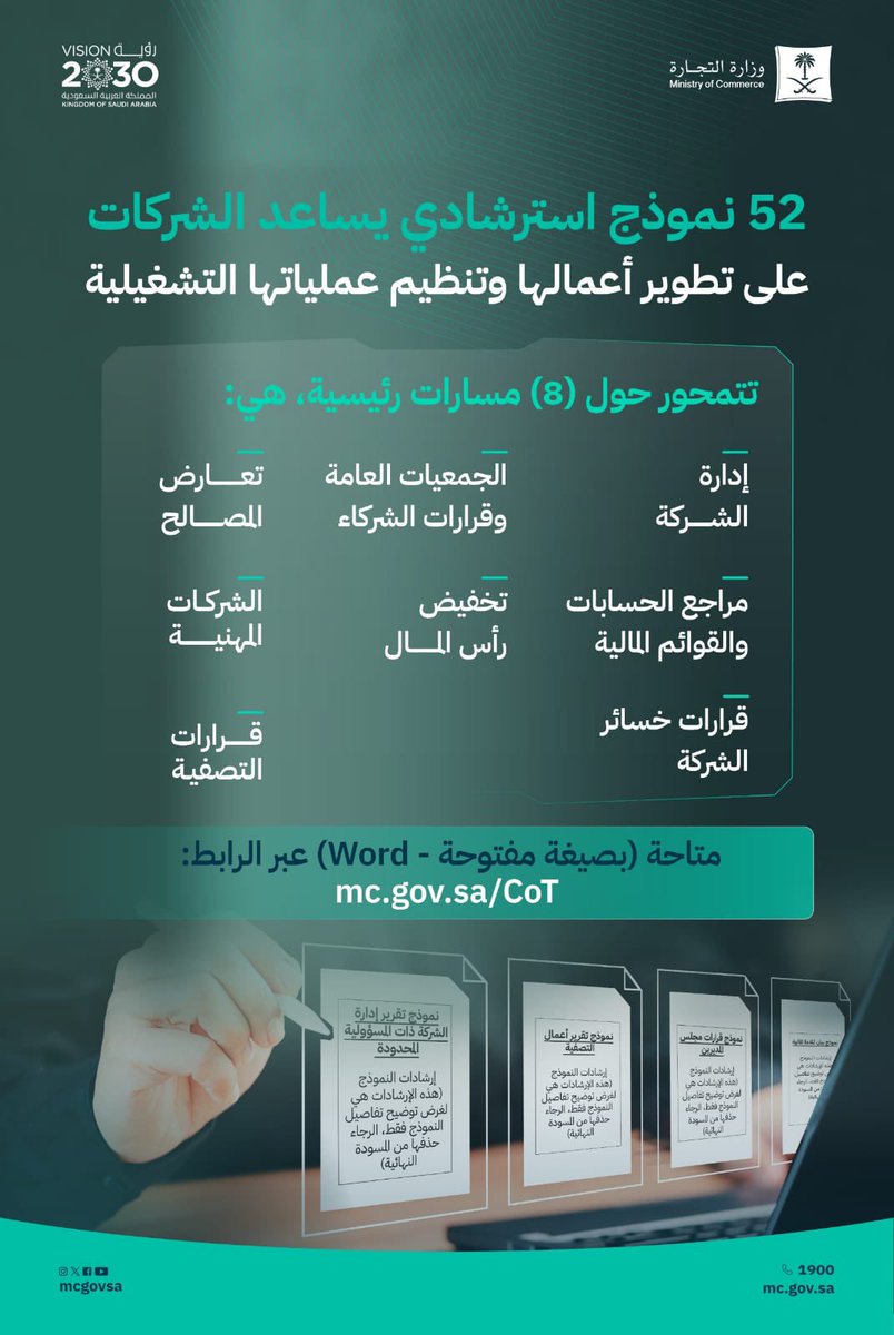 alsdarah's tweet photo. «التجارة» تنشر النماذج الاسترشادية لأعمال الشركات لتنظيم الإجراءات ورفع كفاءة التشغيل 
https://t.co/oYapFXxh4C https://t.co/6FrGEkXIxU