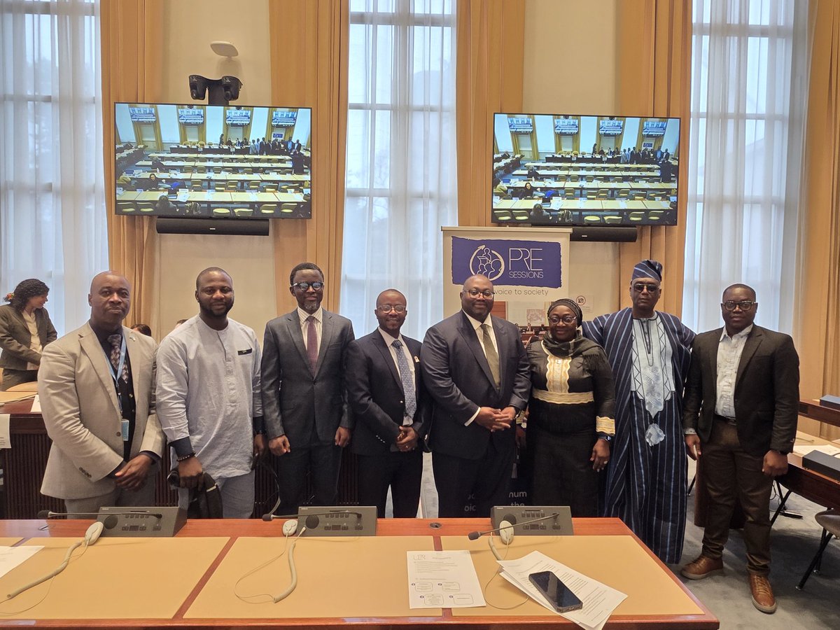 Amb. Lansana Gberie at the 52nd UPR Pre-sessions in #Geneva reaffirmed Govt’s commitment to protecting civic space, consolidating peace &amp; advancing human rights ahead of 🇸🇱's UPR in May. He highlighted key development gains during the civil society panel discussion. 🇸🇱 #UPR52