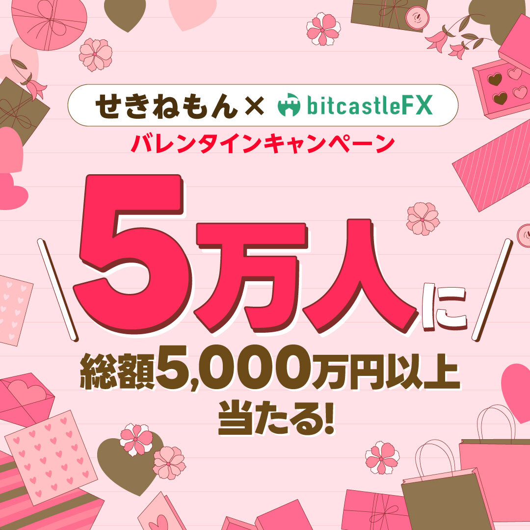 sekinemon's tweet photo. 【あと3日で終了】【せきねもん×bitcastleFX】バレンタインキャンペーン🎉

総勢5万名に当たります！

【応募方法】
1⃣ @sekinemonをフォロー
2⃣ この投稿をリポスト
3⃣ 以下のURLから抽選
https://t.co/8YBLvrL5i9 https://t.co/HTpwDavAsZ