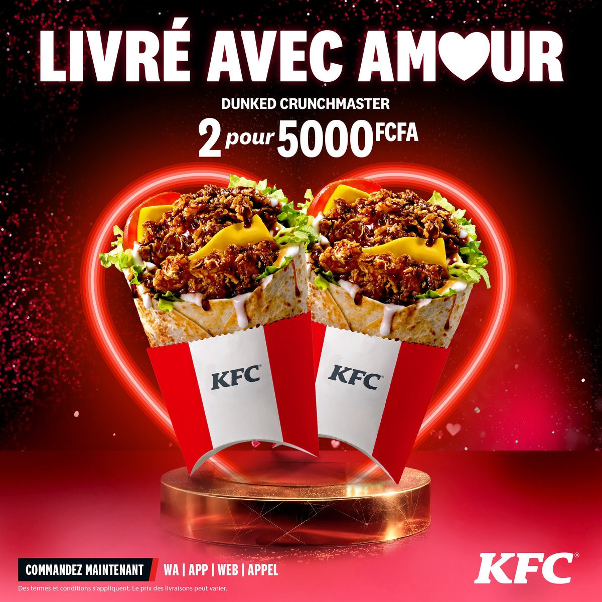 KFC_CDI's tweet photo. Du 11 au 18 février, KFC vous livre l’amour à domicile !
Profitez de nos offres spéciales Saint-Valentin en ligne à partir du 11 !
Commandez et savourez votre moment à deux 😍 !

#KFCLivraison #SaintValentin #KFCCI https://t.co/oUWezVH7oo