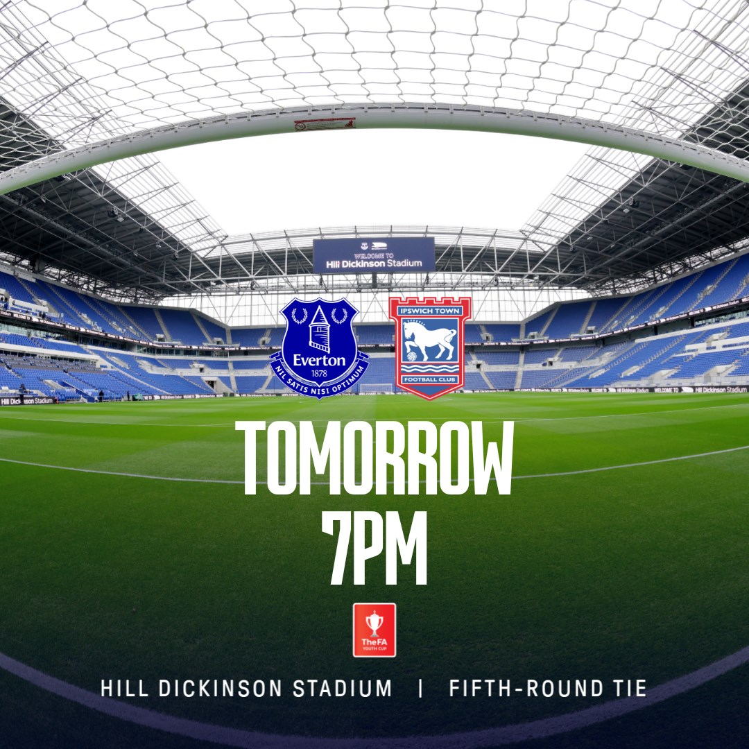 EvertonAcademy's tweet photo. 🏟️ Ticket details
📱 Live stream on evertontv+

Find all you need to know on how to watch tomorrow’s FA Youth Cup fifth-round clash from Hill Dickinson Stadium… ⬇️

🔗https://t.co/U6LjOutZAe https://t.co/5etGHbrpNM