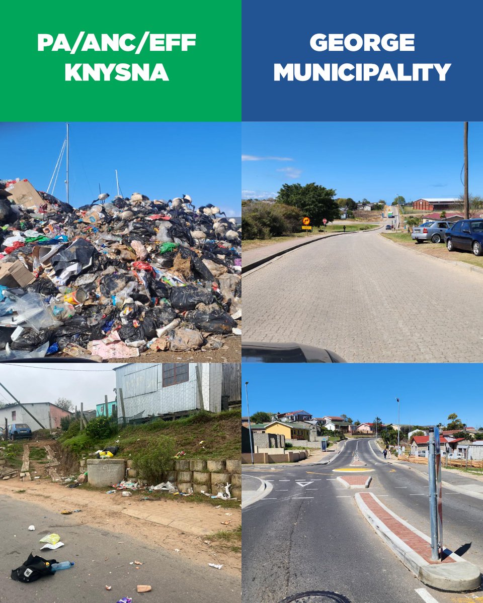 WesternCapeDA's tweet image. 💙🚀 Twee dorpe. Twee verskille. Skoon waar die DA regeer, deurmekaar waar ons nie regeer nie.

Wyk 16, wil jy hê jou gemeenskap moet só lyk? Indien nie, trek jou kruis by die DA vandag.
#StemDA