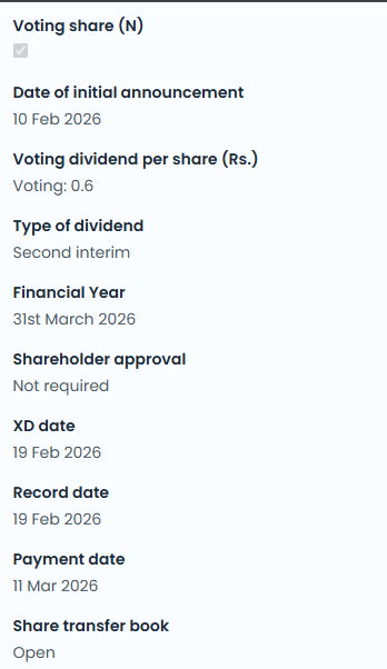 SUNSHINE HOLDINGS PLC

CASH DIVIDEND