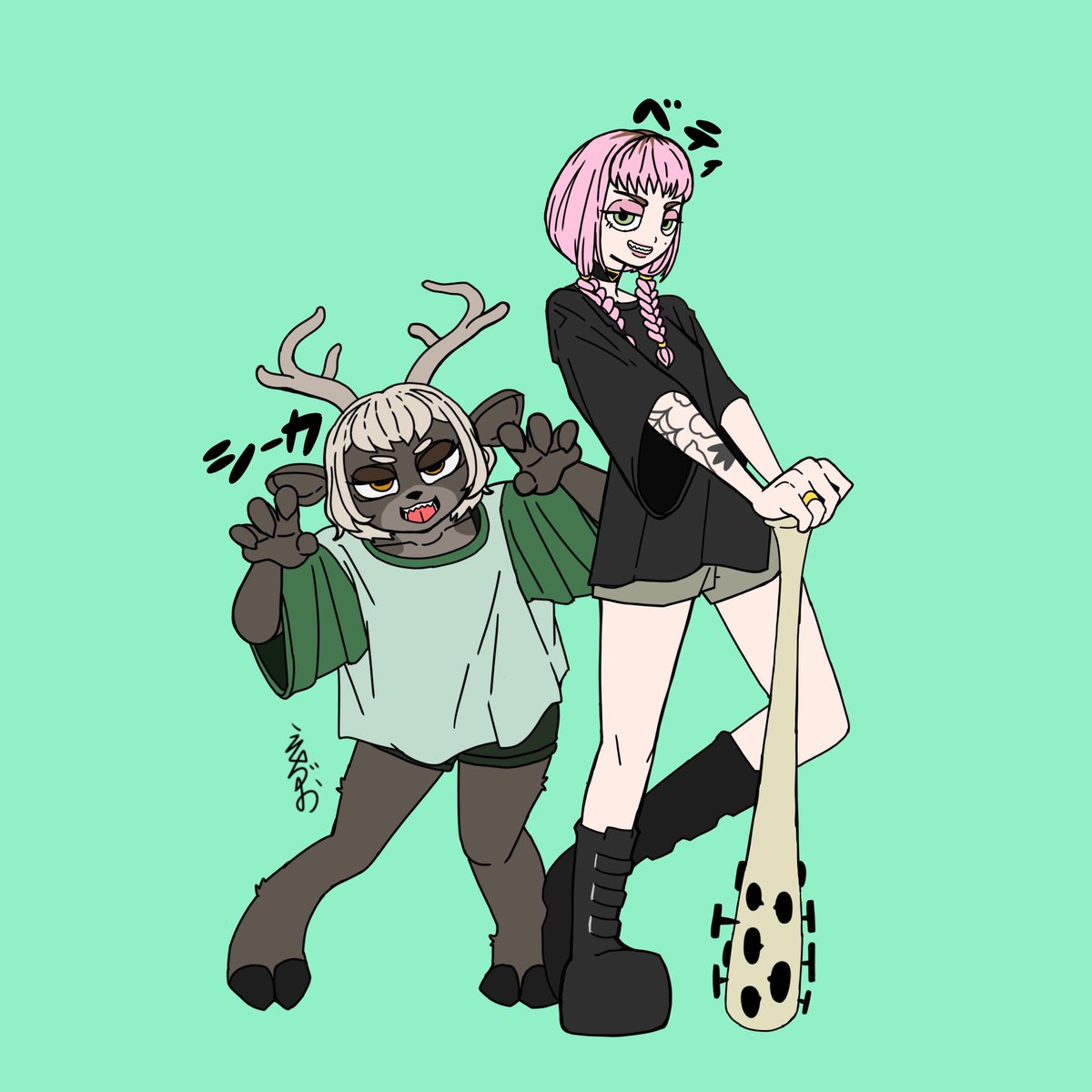 よーちゃんページ studiowrong さん制作のショートアニメより、ベティさん（右）と悪魔の