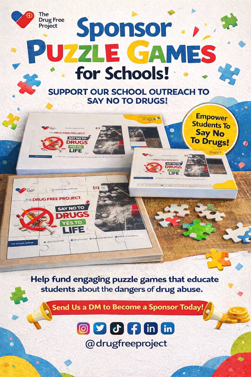 drugfreeproject's tweet photo. Empower young minds. Build drug-free futures. 
We’re taking prevention into schools through engaging puzzle games that teach students to say NO to drugs and YES to life 
Ready to make an impact? Partner with us today.
#DrugFreeProject #SayNoToDrugs #YouthEmpowerment https://t.co/uMsBxFPYa5
