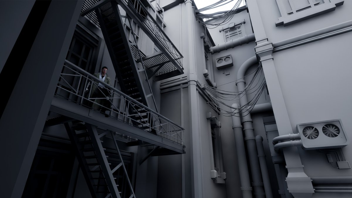 Hi again! 🥳 
Quick reminder how the scene looks! 
I feel and could seem that there is no progress, but still working on mesh trims and high poly exterior props. Been dealing with things but still motivated to bring potential and color! 🤞🍀

#Dishonored #UE #Environment #3dart