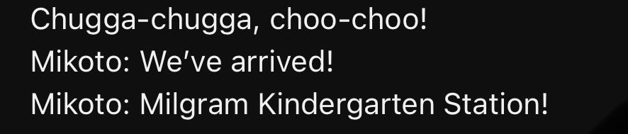 mikoto making train noises... does he know....