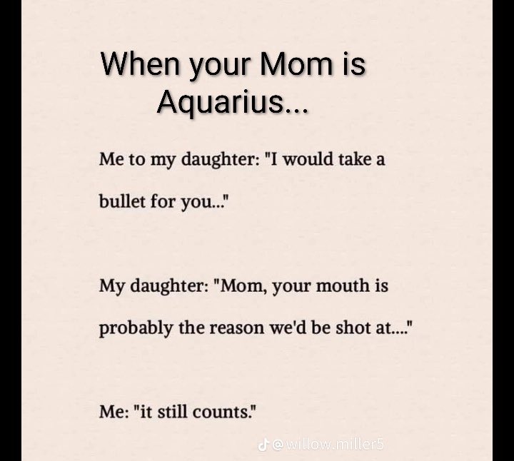 Mi hija dice que esto es 100% verdad.
CLARO, pero cuando te cae mal una profesora a quién le pedís que vaya a (intentar) hablar (sin poner una bomba).
Cría cuervos (geminianos)…